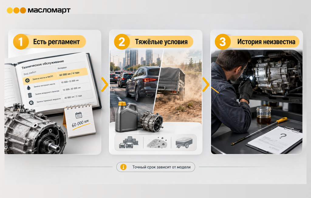 Как определить интервал замены масла в МКПП.